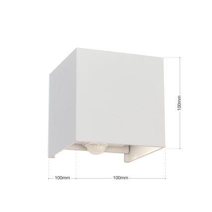LED Vanjska zidna svjetiljka sa senzorom za pokret i dan/noć CUBE-S LED/13W/230V IP54 bijela