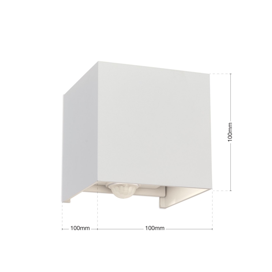 LED Vanjska zidna svjetiljka sa senzorom za pokret i dan/noć CUBE-S LED/13W/230V IP54 bijela