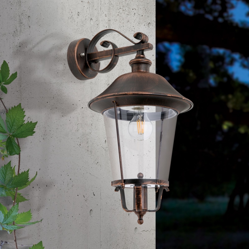 Vanjska zidna lampa KENZO 1xE27/100W/230V IP44 bronca/patina