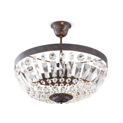 Kristalni viseći luster ARILA 3xE14/40W/230V pr. 40 cm smeđa/patina