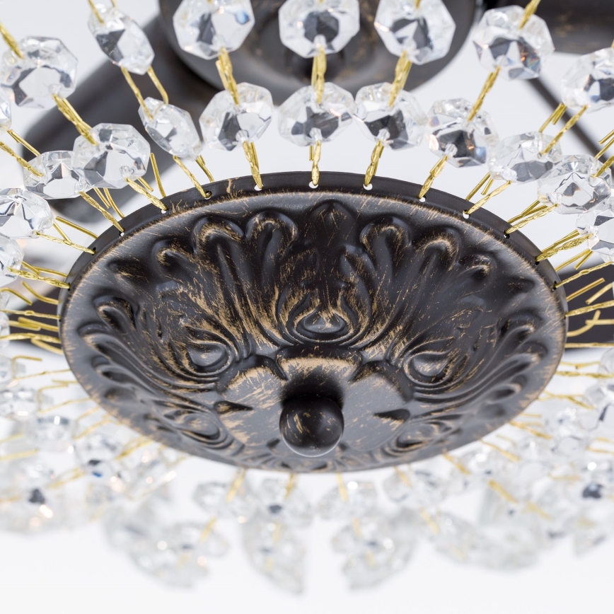 Kristalni viseći luster ARILA 3xE14/40W/230V pr. 40 cm smeđa/patina