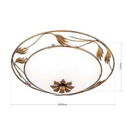 Stropna svjetiljka FLEUR 2xE27/60W/230V pr. 40 cm bronca