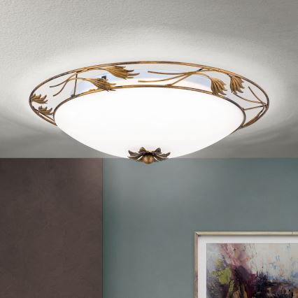 Stropna svjetiljka FLEUR 3xE27/60W/230V pr. 50 cm bronca