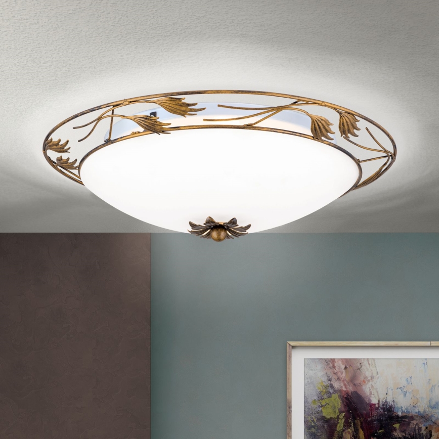 Stropna svjetiljka FLEUR 3xE27/60W/230V pr. 50 cm bronca