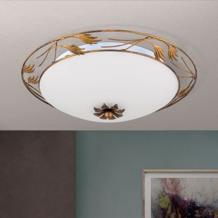 Stropna svjetiljka FLEUR 3xE27/60W/230V pr. 50 cm bronca