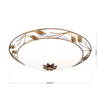 Stropna svjetiljka FLEUR 3xE27/60W/230V pr. 50 cm bronca