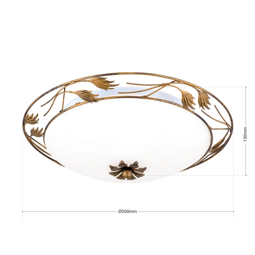 Stropna svjetiljka FLEUR 3xE27/60W/230V pr. 50 cm bronca