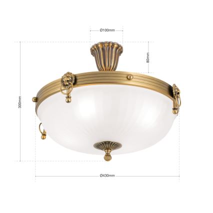 Nadgradni luster ROCCA 4xE27/60W/230V pr. 43 cm bronca/bijela