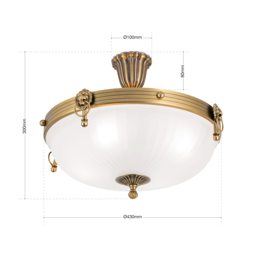 Nadgradni luster ROCCA 4xE27/60W/230V pr. 43 cm bronca/bijela