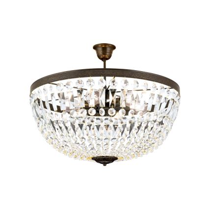 Kristalni viseći luster ARILA 6xE27/60W/230V pr. 60 cm smeđa/patina