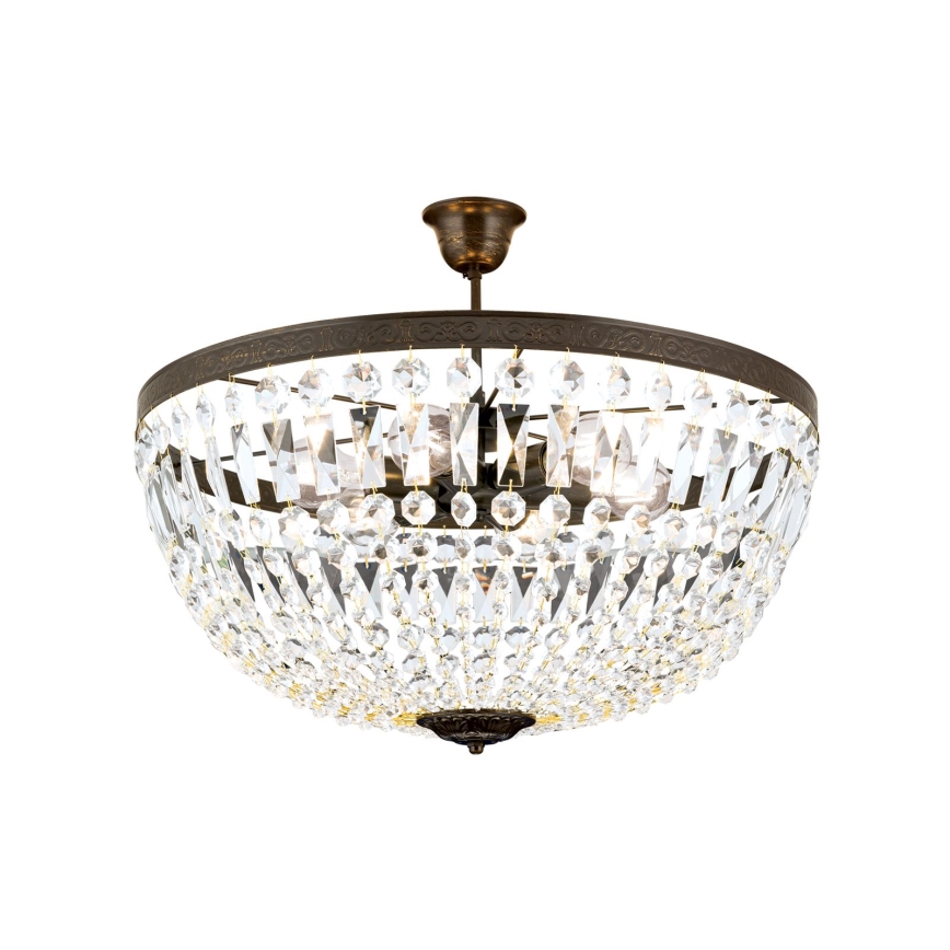 Kristalni viseći luster ARILA 6xE27/60W/230V pr. 60 cm smeđa/patina