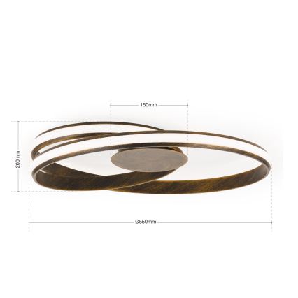 LED Prigušiva stropna svjetiljka CIRCUS LED/30W/230V smeđa/patina