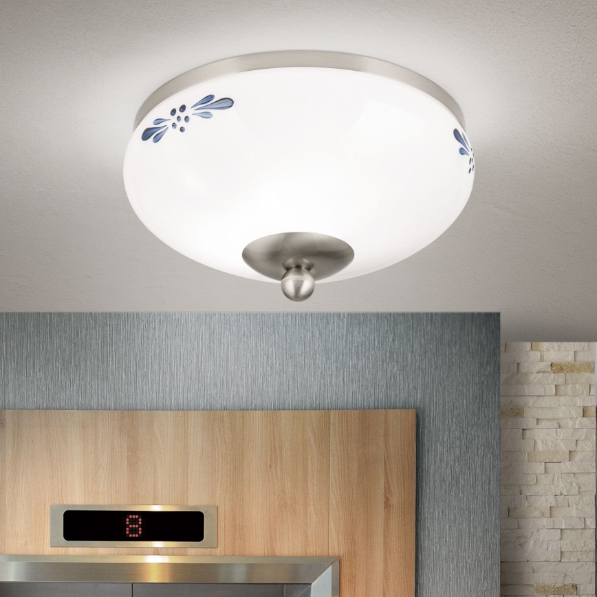 Stropna svjetiljka LANDHAUS 1xE27/60W/230V pr. 21 cm mat krom/bijela