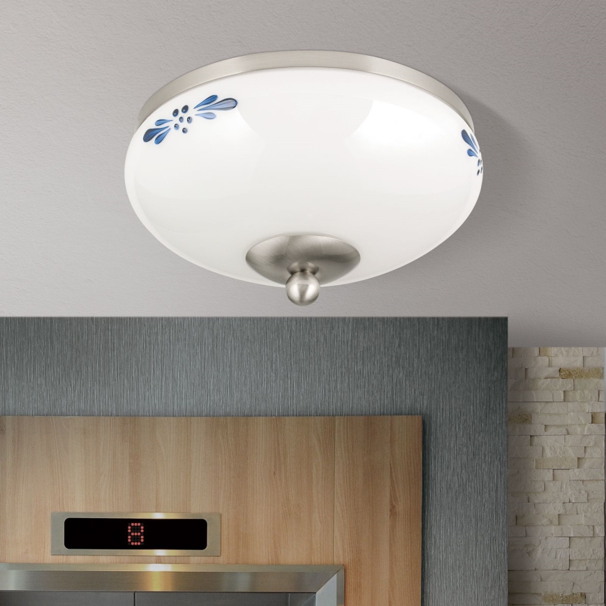 Stropna svjetiljka LANDHAUS 1xE27/60W/230V pr. 21 cm mat krom/bijela