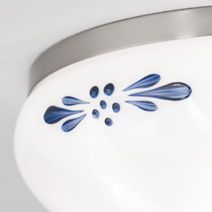 Stropna svjetiljka LANDHAUS 1xE27/60W/230V pr. 21 cm mat krom/bijela