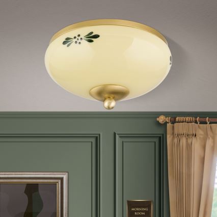 Stropna svjetiljka LANDHAUS 1xE27/60W/230V pr. 21 cm mesing/bež