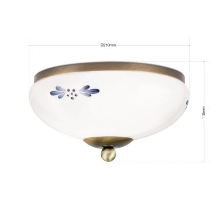 Stropna svjetiljka LANDHAUS 1xE27/60W/230V promjer 21 cm brončana/bijela/plava