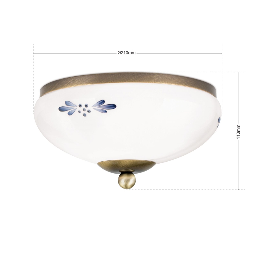 Stropna svjetiljka LANDHAUS 1xE27/60W/230V promjer 21 cm brončana/bijela/plava