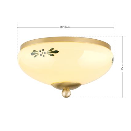 Stropna svjetiljka LANDHAUS 1xE27/60W/230V Ø 21 cm mesing/bež/zelena