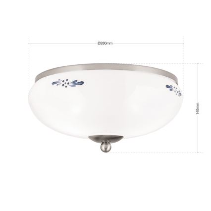 Stropno svjetlo LANDHAUS 2xE27/60W/230V, promjer 28 cm, mat krom/bijela/plava