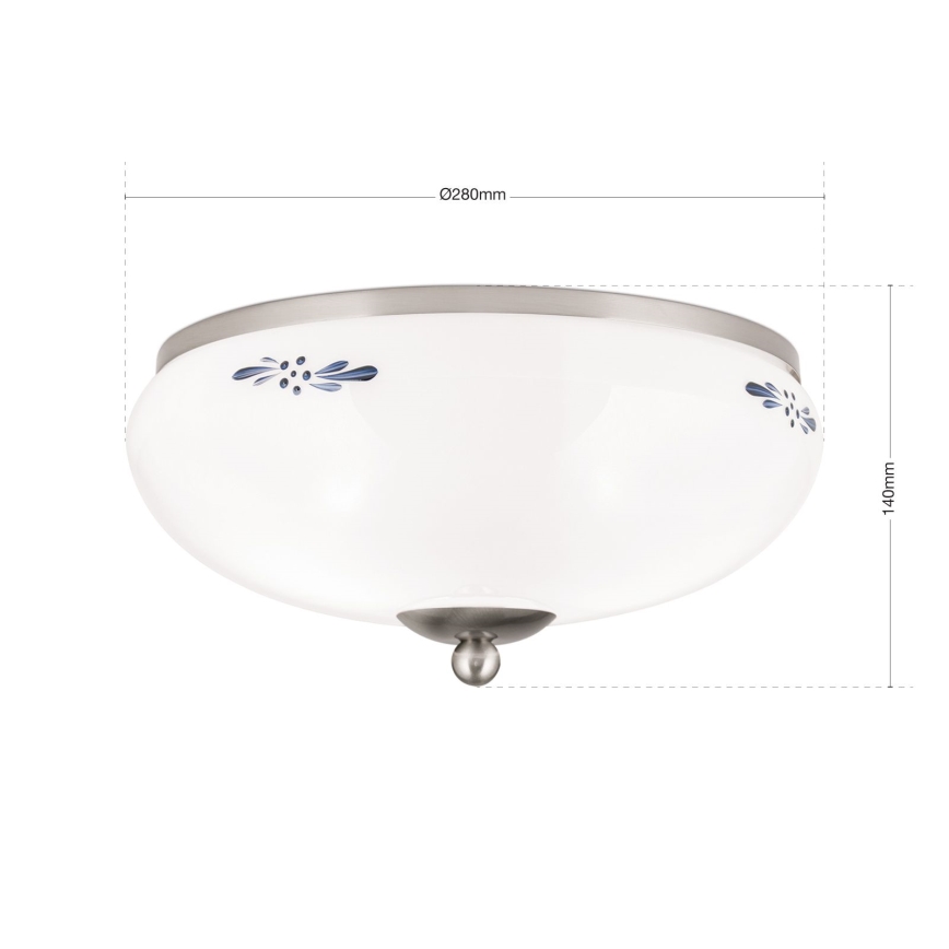 Stropno svjetlo LANDHAUS 2xE27/60W/230V, promjer 28 cm, mat krom/bijela/plava