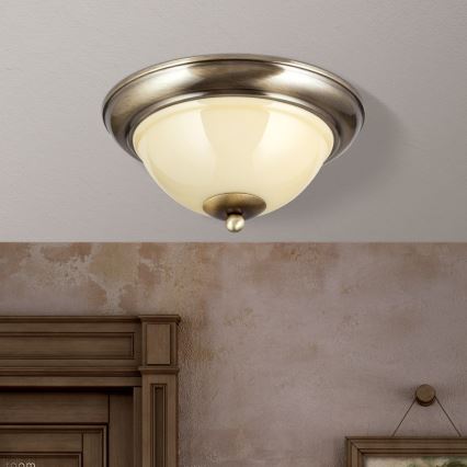 Stropna svjetiljka AUSTRIAN OLD LAMP 2xE27/60W/230V pr. 27 cm bronca/bež