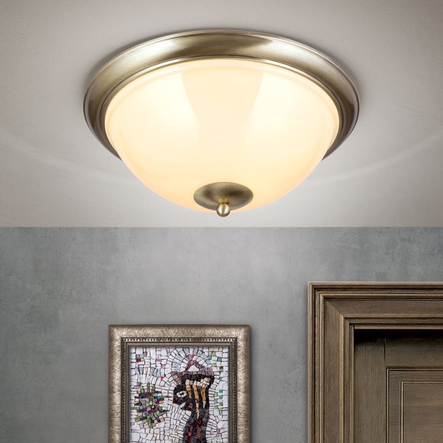 Stropna svjetiljka AUSTRIAN OLD LAMP 3xE27/60W/230V pr. 50 cm bronca/bež