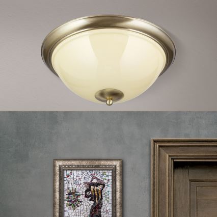 Stropna svjetiljka AUSTRIAN OLD LAMP 3xE27/60W/230V pr. 50 cm bronca/bež