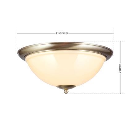Stropna svjetiljka AUSTRIAN OLD LAMP 3xE27/60W/230V pr. 50 cm bronca/bež