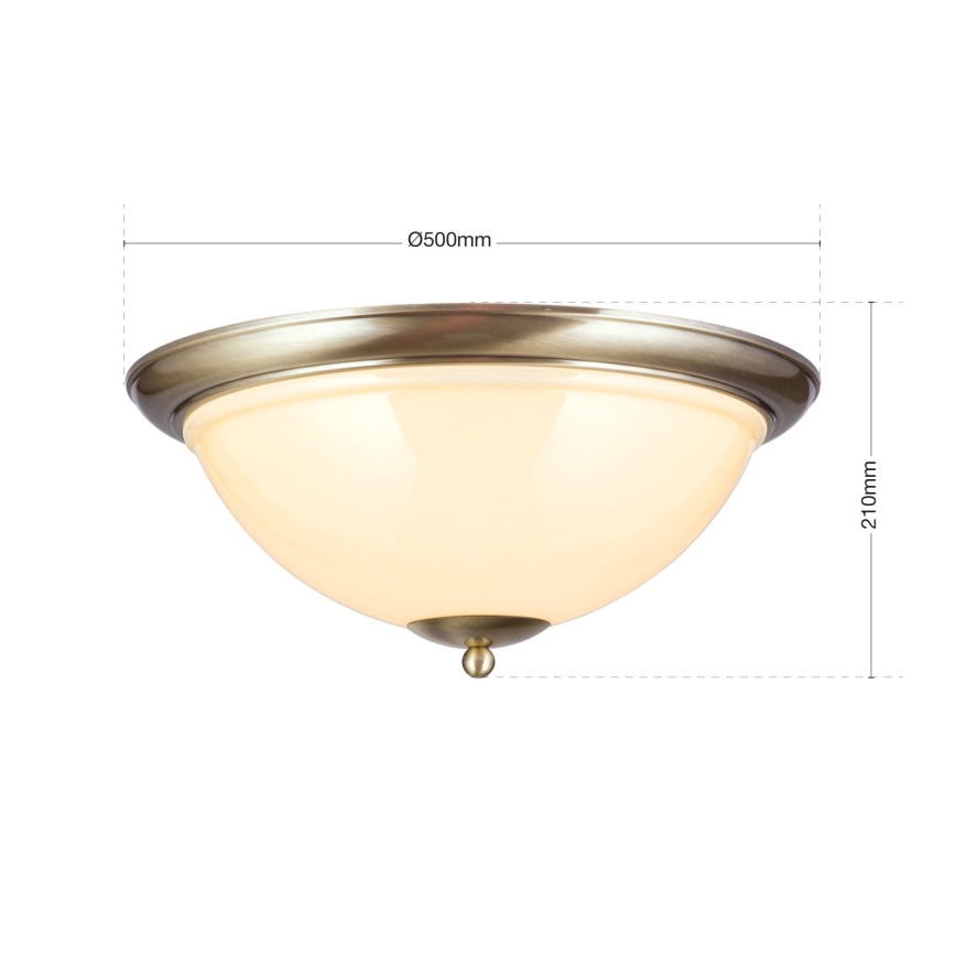 Stropna svjetiljka AUSTRIAN OLD LAMP 3xE27/60W/230V pr. 50 cm bronca/bež