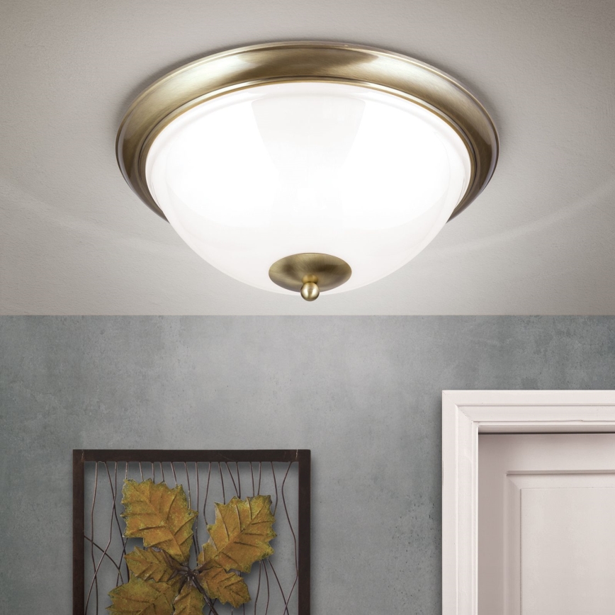 Stropna svjetiljka AUSTRIAN OLD LAMP 3xE27/60W/230V pr. 50 cm bronca/bijela