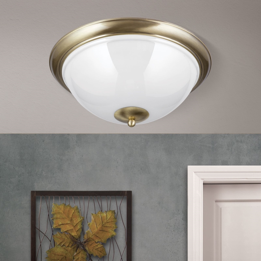 Stropna svjetiljka AUSTRIAN OLD LAMP 3xE27/60W/230V pr. 50 cm bronca/bijela