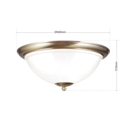 Stropna svjetiljka AUSTRIAN OLD LAMP 3xE27/60W/230V pr. 50 cm bronca/bijela