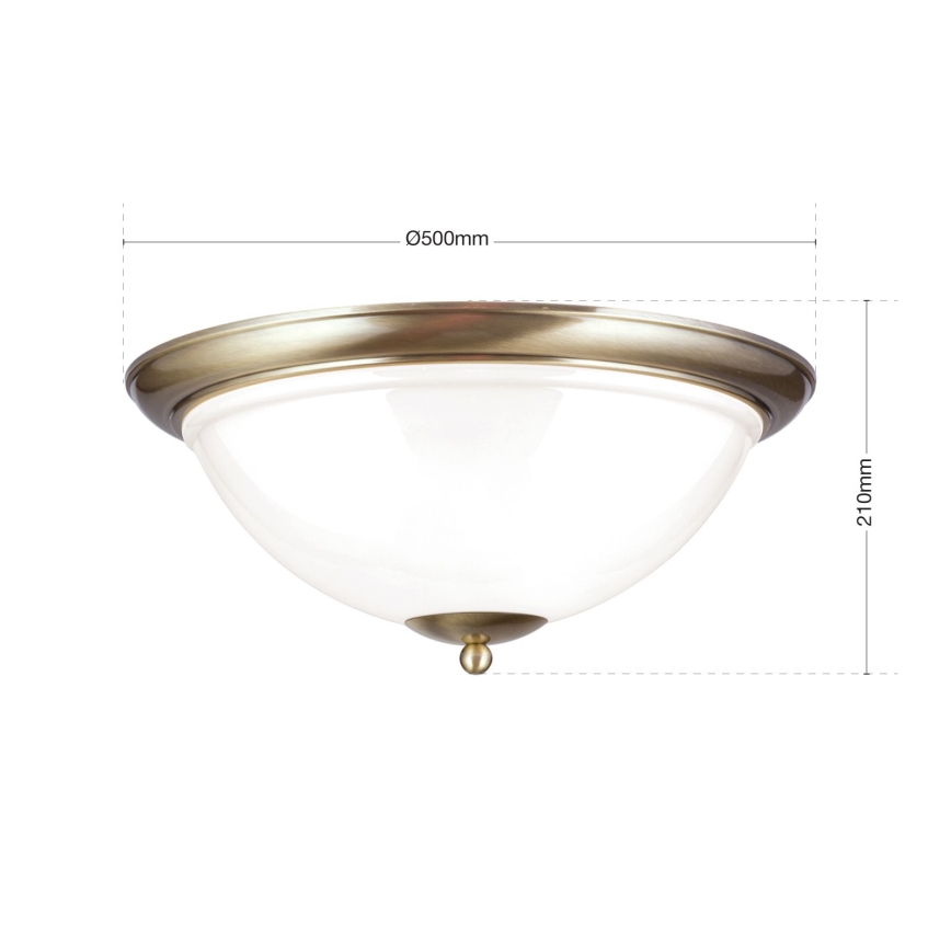 Stropna svjetiljka AUSTRIAN OLD LAMP 3xE27/60W/230V pr. 50 cm bronca/bijela
