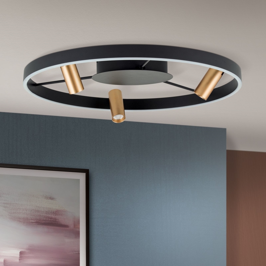 LED prigušivo stropno svjetlo BERLIN LED/50W/230V crno/zlatno