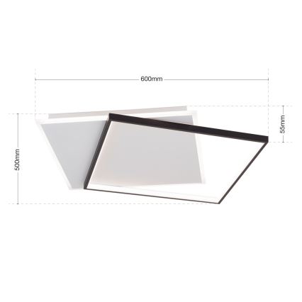 LED Prigušiva stropna svjetiljka EMANUEL LED/50W/230V bijela/crna