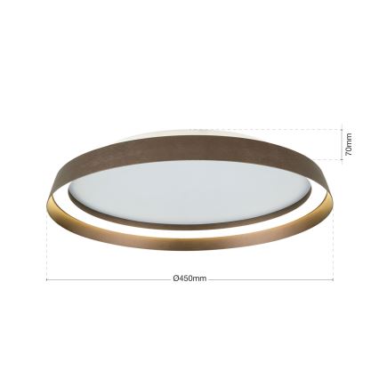 LED Prigušiva stropna svjetiljka MANTA LED/38W/230V 2700/3000/4000K pr. 45 cm smeđa