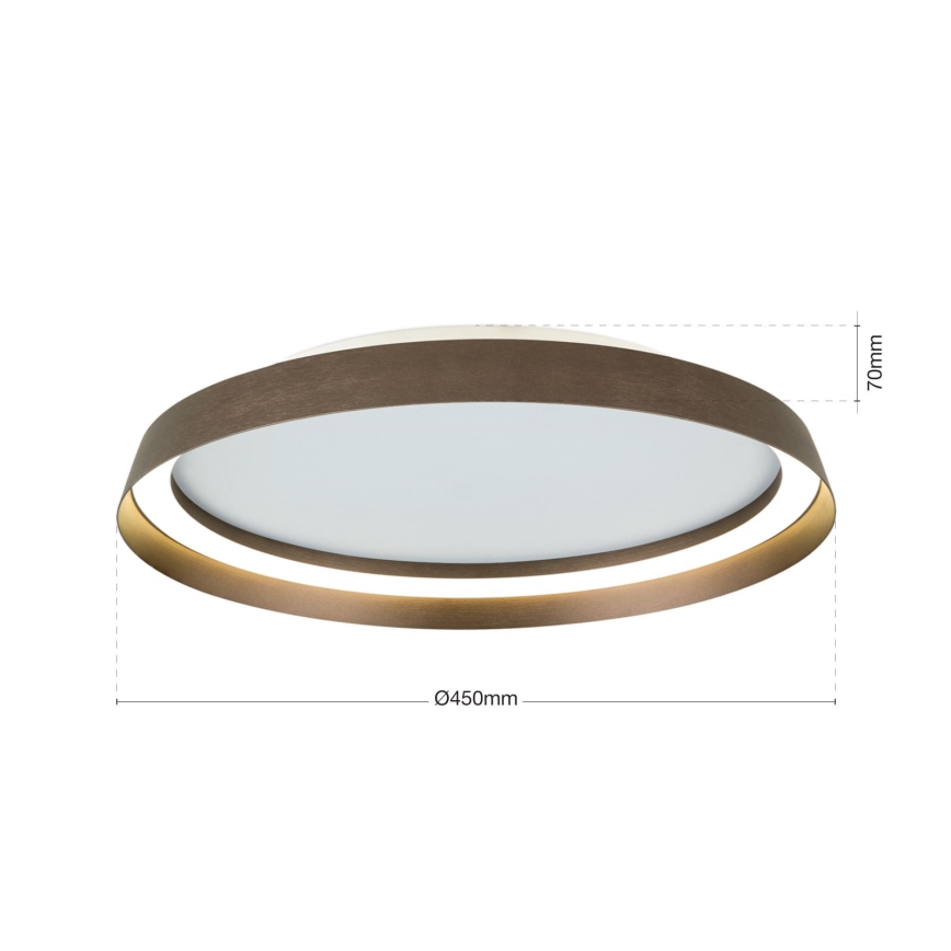 LED Prigušiva stropna svjetiljka MANTA LED/38W/230V 2700/3000/4000K pr. 45 cm smeđa