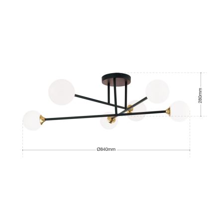 Nadgradni luster SNOWWHITE 6xG9/20W/230V pr. 84 cm crna/zlatna