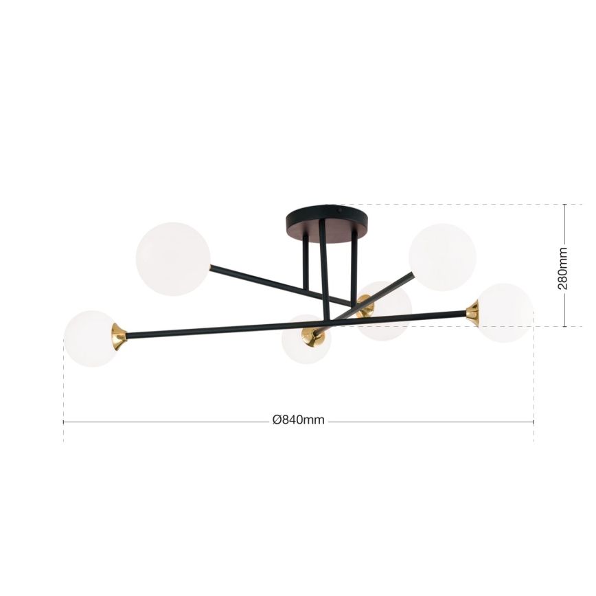 Nadgradni luster SNOWWHITE 6xG9/20W/230V pr. 84 cm crna/zlatna