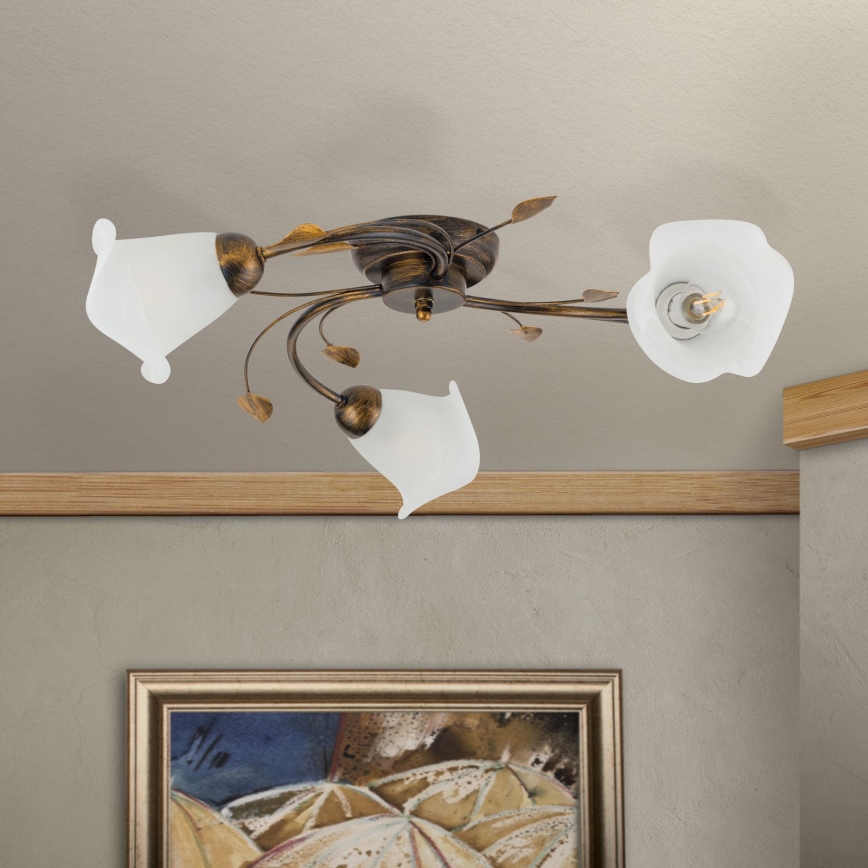 Nadgradni luster SISI 3xE14/40W/230V pr. 60 cm bronca/patina