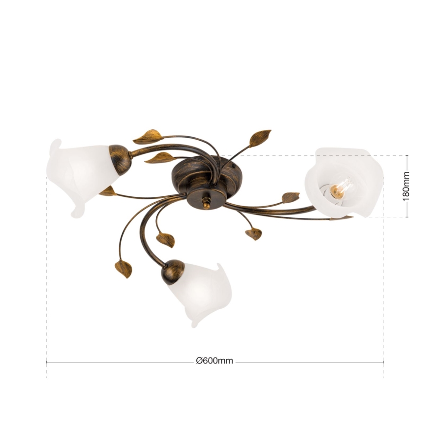 Nadgradni luster SISI 3xE14/40W/230V pr. 60 cm bronca/patina