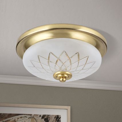 Stropna svjetiljka PORTO 1xE27/40W/230V pr. 26 cm zlatna