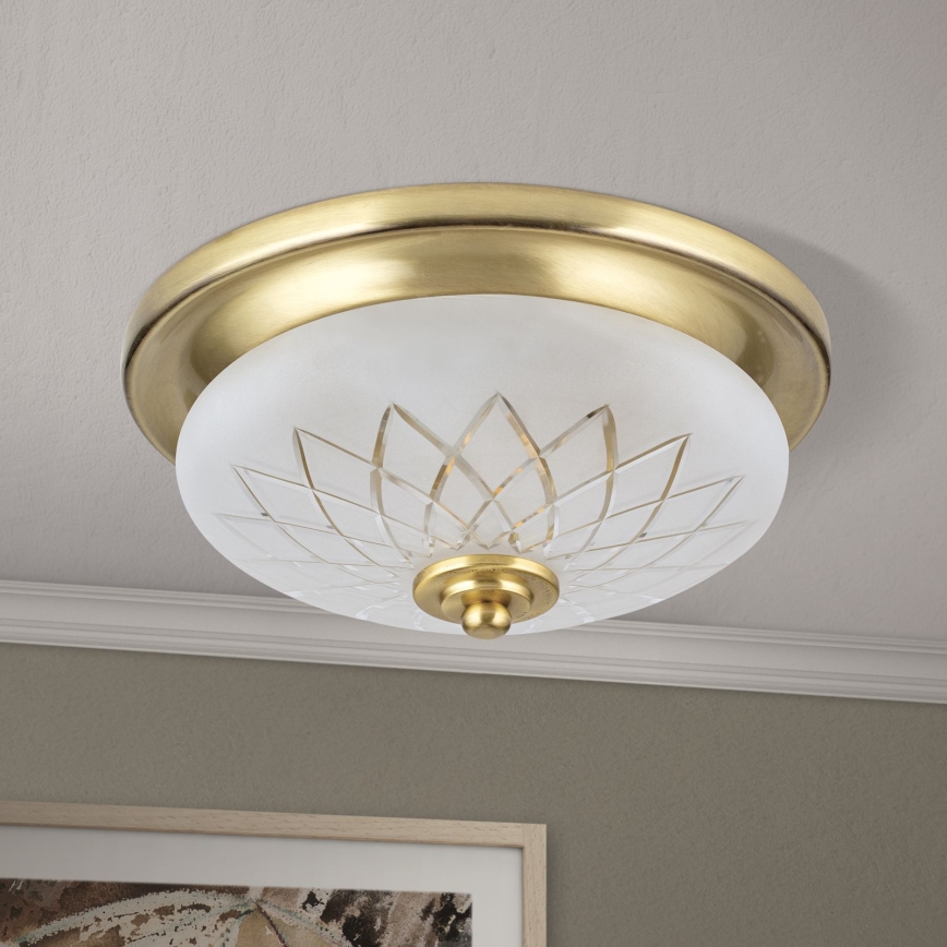 Stropna svjetiljka PORTO 1xE27/40W/230V pr. 26 cm zlatna