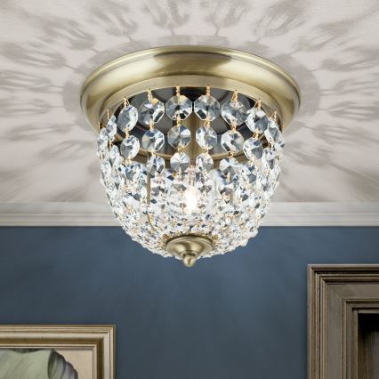 Kristalna stropna svjetiljka PLAFOND 1xE27/40W/230V pr. 26 cm bronca