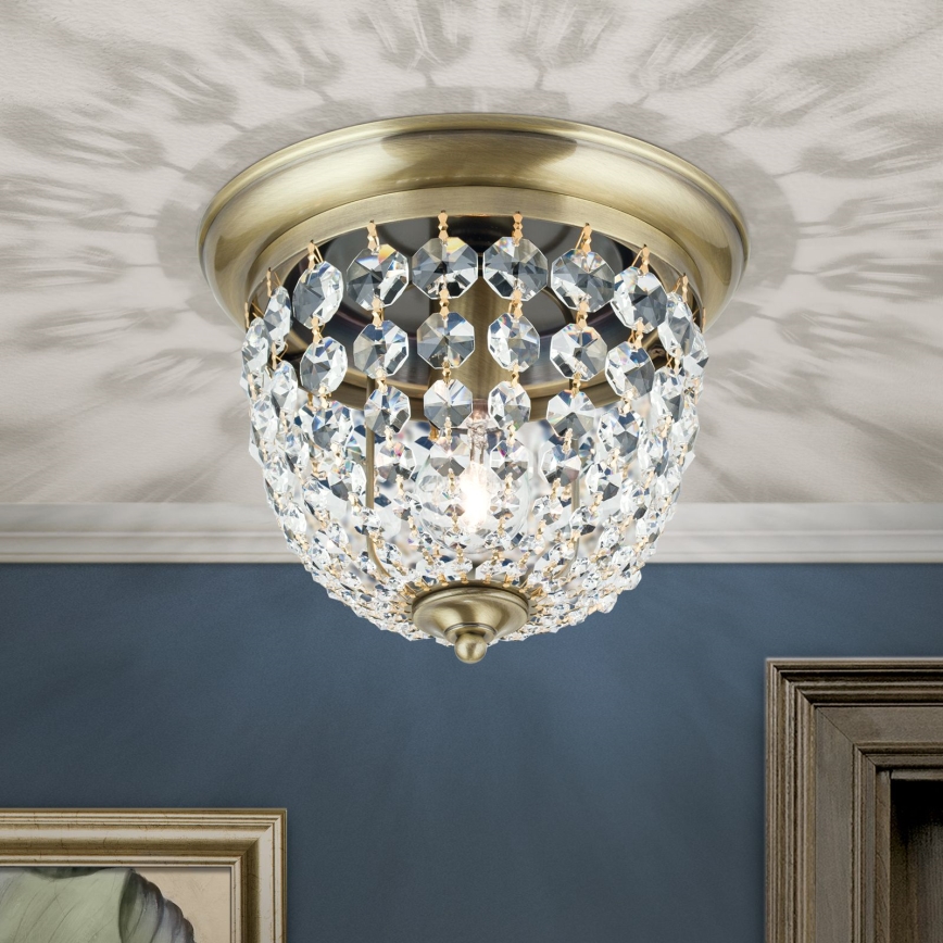 Kristalna stropna svjetiljka PLAFOND 1xE27/40W/230V pr. 26 cm bronca