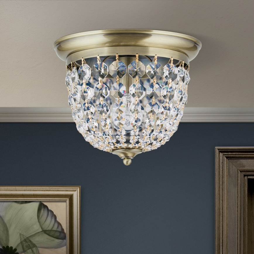 Kristalna stropna svjetiljka PLAFOND 1xE27/40W/230V pr. 26 cm bronca