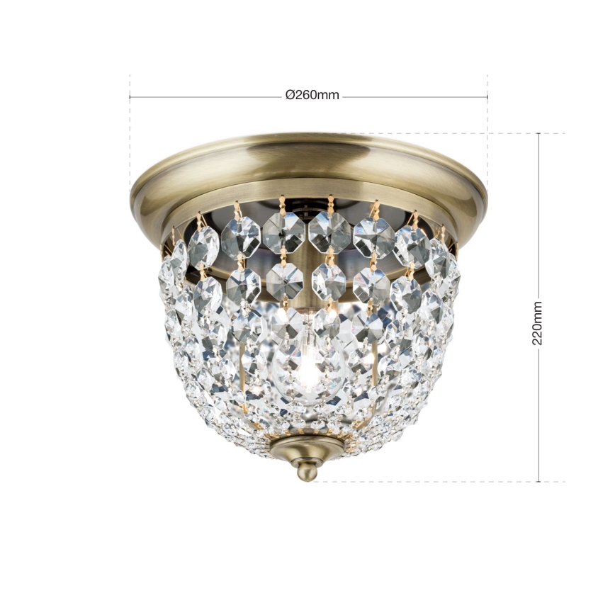 Kristalna stropna svjetiljka PLAFOND 1xE27/40W/230V pr. 26 cm bronca