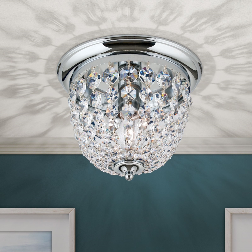 Kristalna stropna svjetiljka PLAFOND 1xE27/40W/230V pr. 26 cm sjajni krom