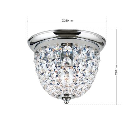 Kristalna stropna svjetiljka PLAFOND 1xE27/40W/230V pr. 26 cm sjajni krom